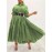 Plus Size Solid Color Collared Dress, Casual Ruffle Hem Long Sleeve Maxi Dress For Spring & Fall, Women's Plus Size Clothing