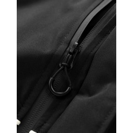 Plus Size Women'S Hooded Fleece Jacket, Casual Style, Non-Stretch Solid Color, Long Sleeve, Regular Length, with Pockets, Woven Fabric Outerwear with Polyester Lining for Winter