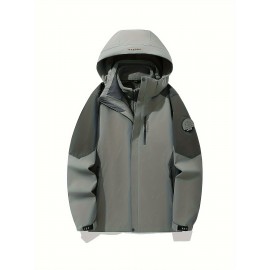 Women's Plus Size Outdoor Sports 3-in-1 Jacket - Hooded Color Block Waterproof Coat For Fall & Winter