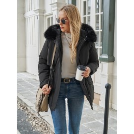 1pc Women'S Plus Size Casual Style Hooded Softshell Jacket, Polyester Fabric, Solid Color, Drawstring Detail, Regular Length, Long Sleeves for Autumn/Winter