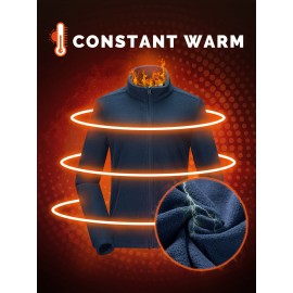 Women's Outdoor Sports Plush Jacket, Plus Size Solid Color Zipper Warm Soft Long Sleeve Lightweight Fleece Jacket