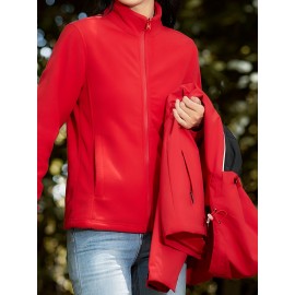 Women's Plus Size Outdoor 3-in-1 Jacket, Colorblock Waterproof Hooded Zip-up Windbreaker, Ideal For Autumn/Winter Hiking & Sports